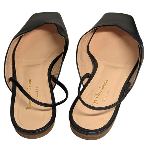 Rupert Sanderson Slingback Black Leather Square Toe Flats sz 8.5 - Picture 4 of 6